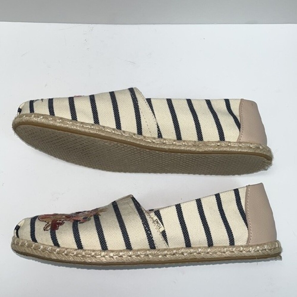 Tom's Womens Size 9 Embroidered Floral Striped Slip-On Espadrille Flats - Picture 8 of 13